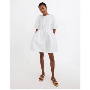 Madewell Poplin Bubble Sleeve Dress White 6